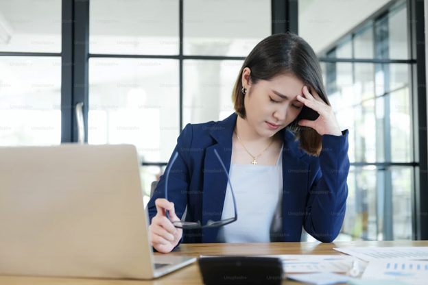stressed hybrid employee