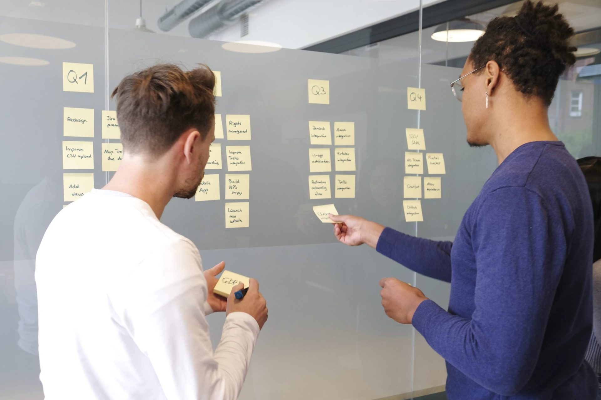 two employees working