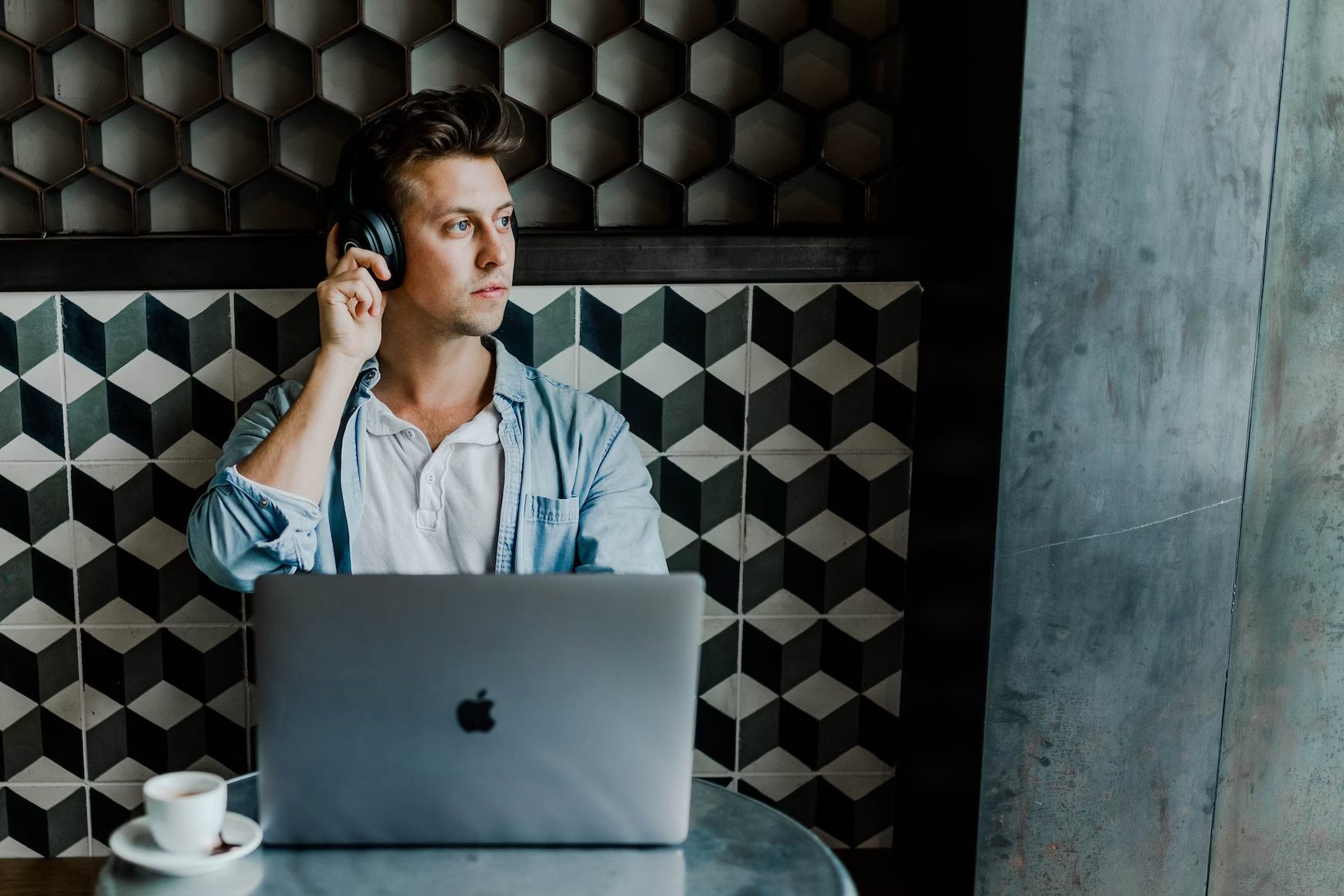 man working with a laptop