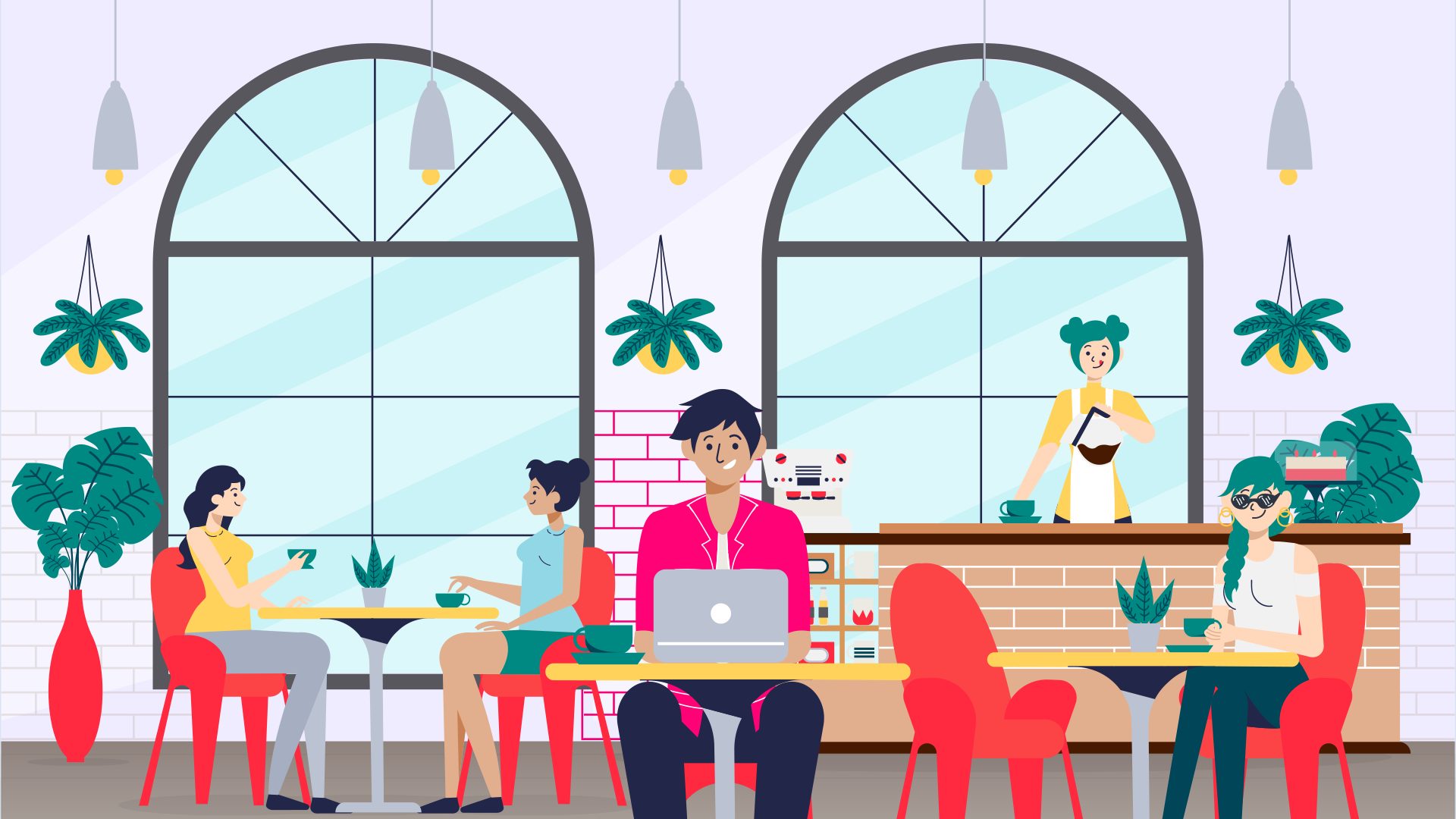 working from a restaurant