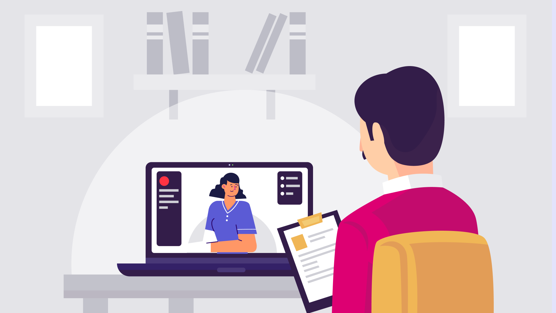 employees on a video call