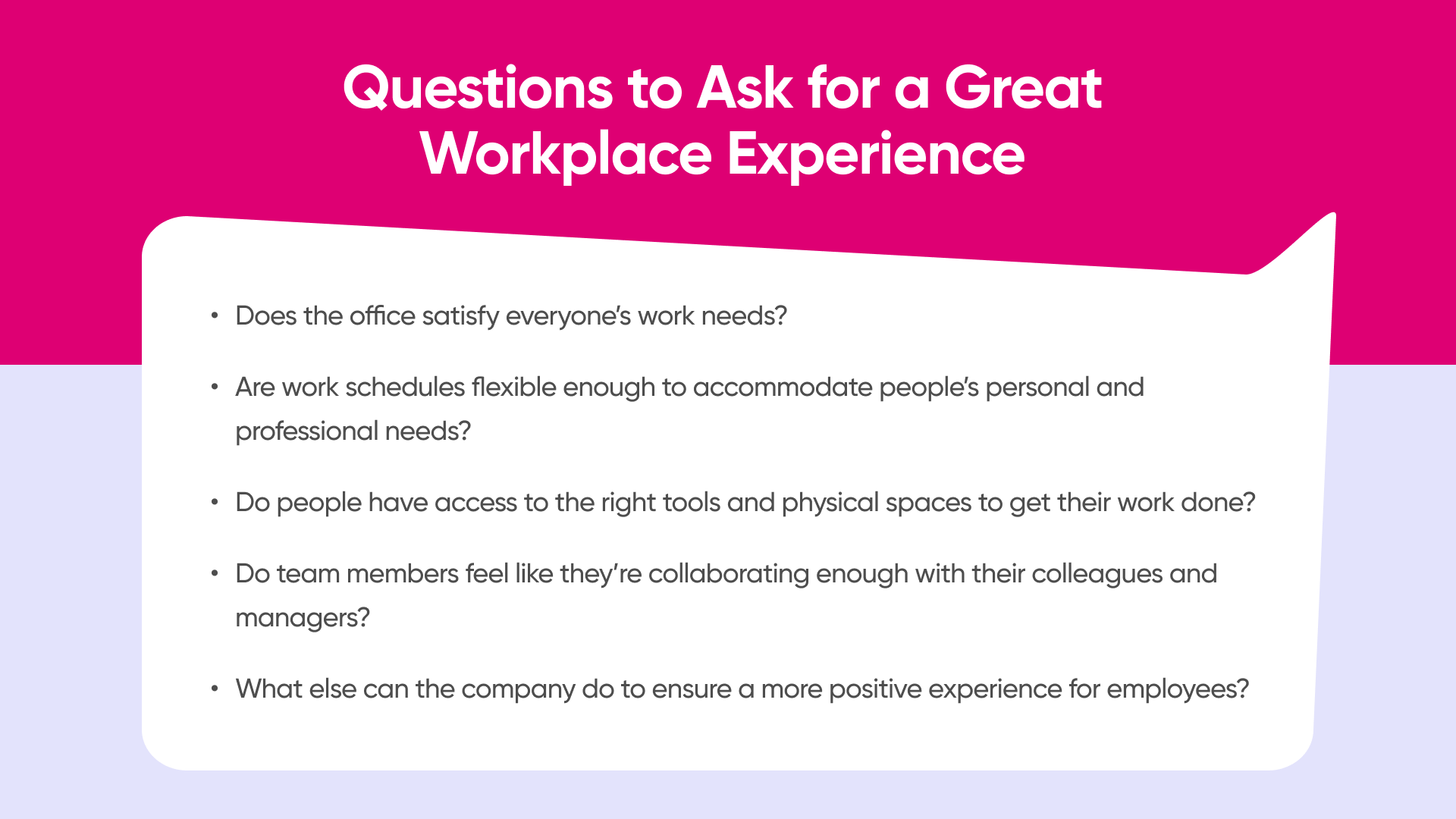 questions to ask for a great workplace experience