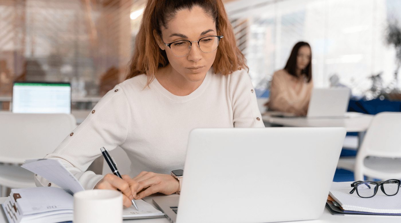 woman working in a coworking space