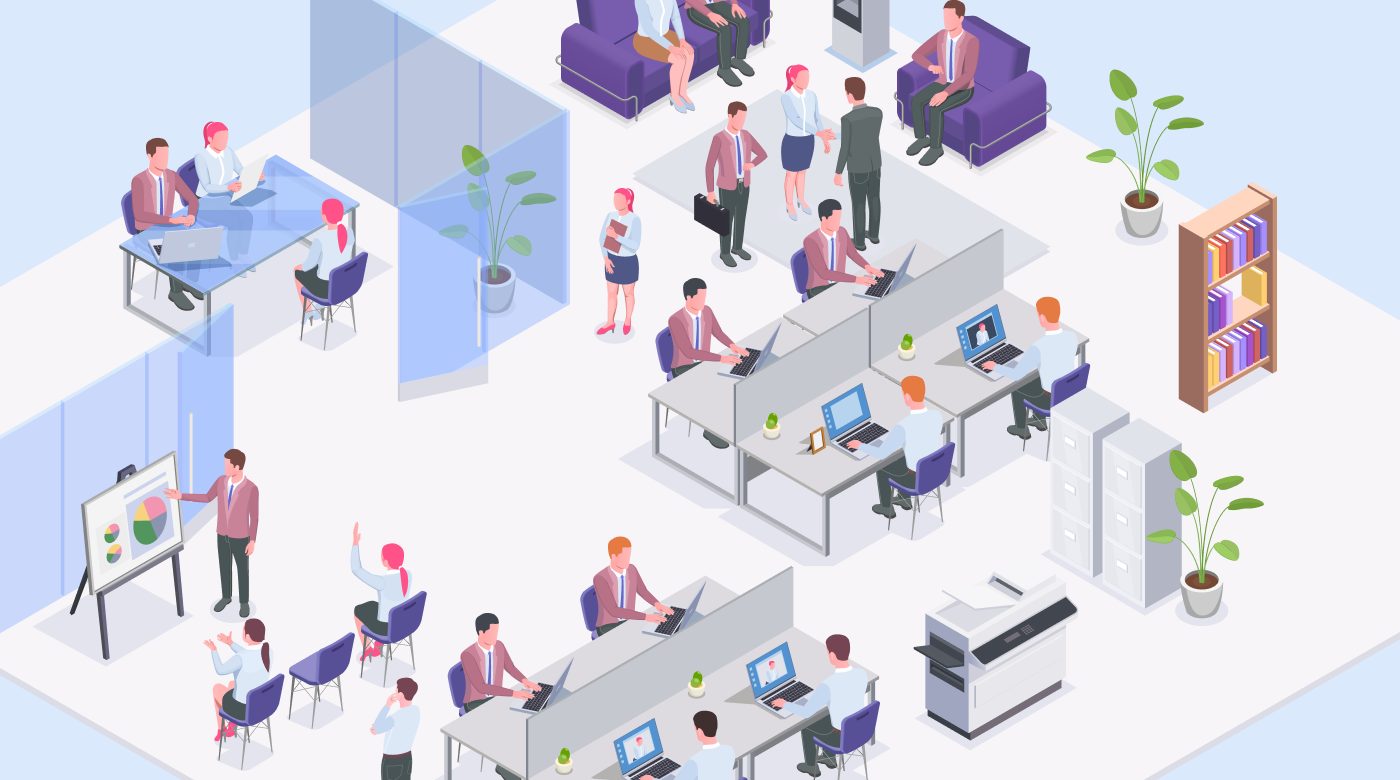 space with members working
