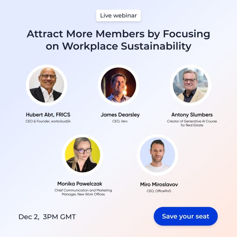 Speakers for the OfficeRnD sustainability webinar